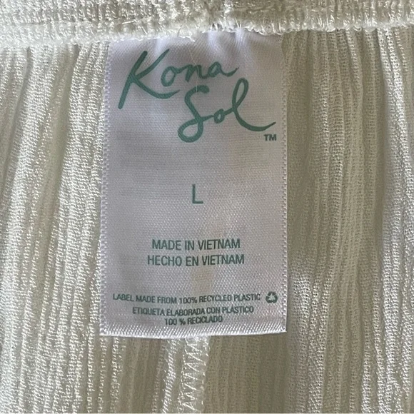 NWT Kona Sol Pull-On Beach Coverup Split-Leg Front-Tie Pants Semi-Sheer Gauze - Picture 8 of 13